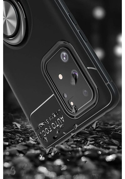 Newface - 752 - Samsung Galaxy Uyumlu A91 / S10 Lite Kılıf Range Yüzüklü Silikon - Csmo-tex - - Siyah-kırmızı