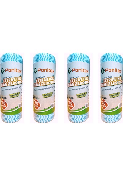 Ponitex 4430 Süper Emici Perforeli Pratik Hassas Temizlik Bezi 4'lü 25 x 30 CM