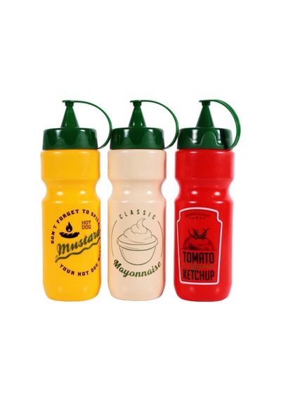 Herevin 162324-000 Desenli Ketçap-mayonez-hardal Şişe Seti 660 Ml Çok Renkli
