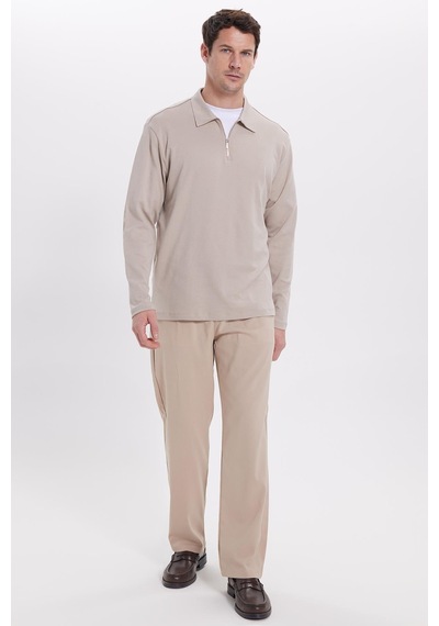 Tudors Erkek Relax Fit Rahat Kesim %100 Pamuk Yarım Fermuarlı Polo Yaka İnterlok Taş Sweatshirt-42154 Taş Tudors Erkek Relax Fit Rahat Kesim %100 Pamuk Yarım Fermuarlı Polo Yaka İnterlok Taş Sweatshirt-42154 Taş