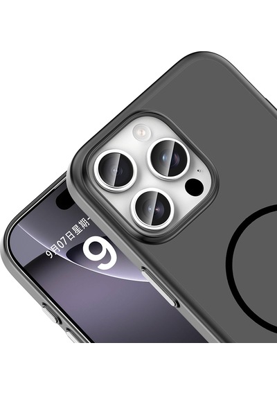 iPhone Uyumlu 16 Pro Kılıf Magsafe Şarj Özellikli Ultra İnce Mat Soft Lora Pc Kapak Siyah