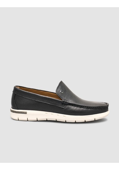 Cabani Hakiki Deri Siyah Erkek Günlük Loafer Siyah