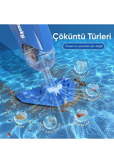 Yousky - Yeni Şarjlı Havuz El Süpürgesi - İlave 2 Sap Hediyeli