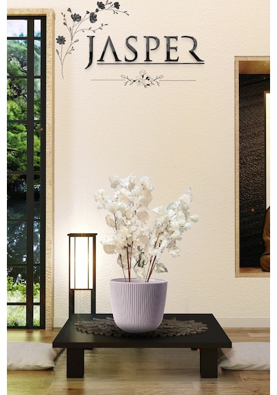 Jasper Yapay Çiçek Beyaz Begonvil Çiçeği Uzun Dallı Sarkan Çiçek 100 Cm