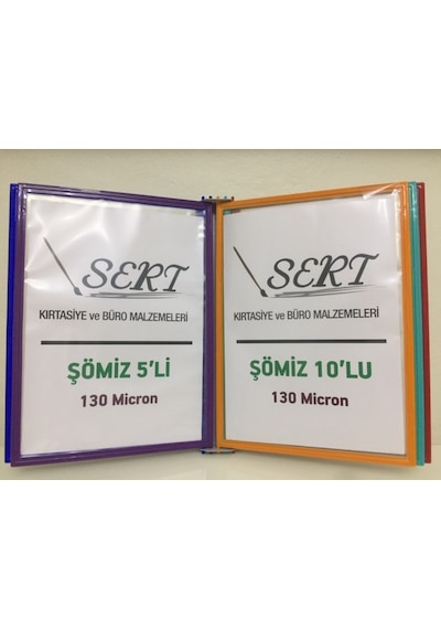 Şömiz Duvar Tipi 5'li Evrak Tutucu 5 Renk 130 Micron Poşet+Aparat