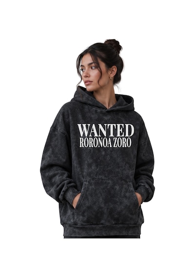 Sevbano Wanted Roronoa Zoro One Piece Baskılı Unisex Oversize Yıkamalı Pr Siyah