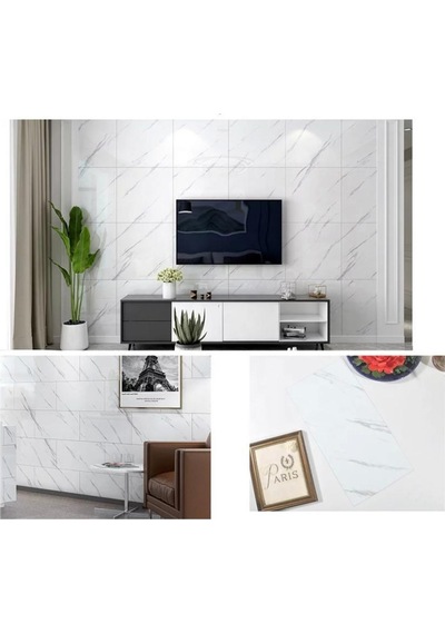 Yapışkanlı Beyaz Mermer Desen 1 Adet 30X60 Cm Zemin Duvar Döşeme