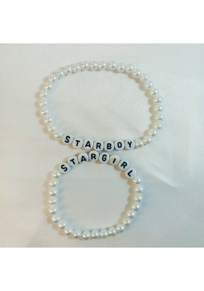 Crystal Atelier Starboy & Stargirl İnci Boncuklu Çift Sevgili Bileklik Seti Beyaz