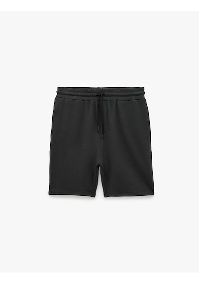 Koton Modal Karışımlı Cepli Straight Fit Beli Bağcıklı Spor Şort Antrasit 6sam40135nk