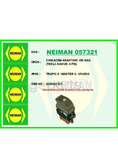 Cam Acma Anahtari On Sag Teklı - Kahve - 6 Fıs Trafıc 2 - Master 2 - Vıvaro