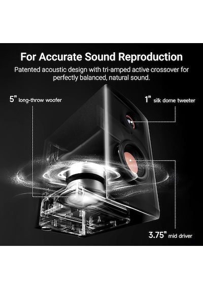Edifier Mr5 Tri-amped Powered Stüdyo Monitör Hoparlörü 110w Rms - Beyaz