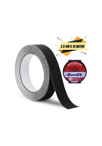Bondit Merdiven Zemin Kaydırmaz Bant Siyah 25 Mm x 10 Mt