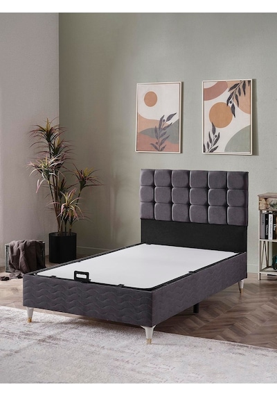 Beehanem 120x200 Bengü Baza+başlık+yatak Set Antrasit 120 X 200