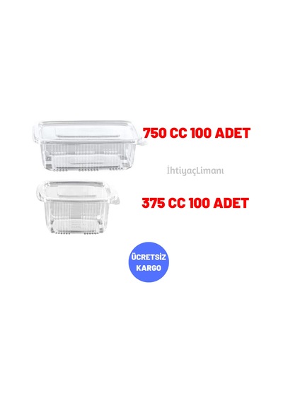 Plastik Sızdırmaz Kap 750Cc+375 Cc Gr 100'Er Adet 2'Li Set