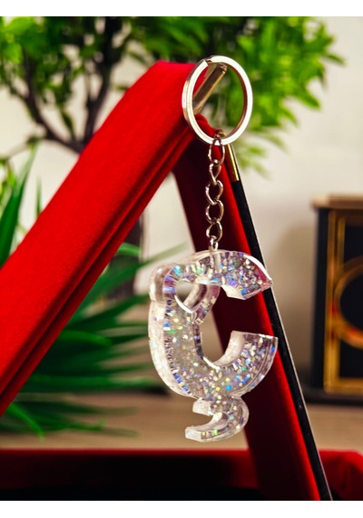 Beyaz Harfli Anahtarlık Epoksi Kişiye Özel Yapım El Yapımı Harf Anahtarlık Kalp Model Hediyelik Ürün Beyaz Simli Ürün Bordo - Mavi