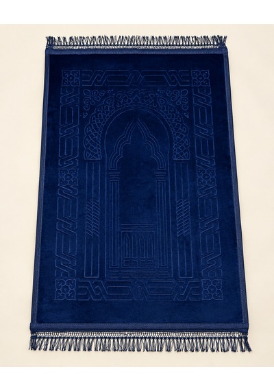 Peluş Seccade Yumuşak Dokulu Büyük Boy Namaz Seccadesi 130x80 Cm Lacivert