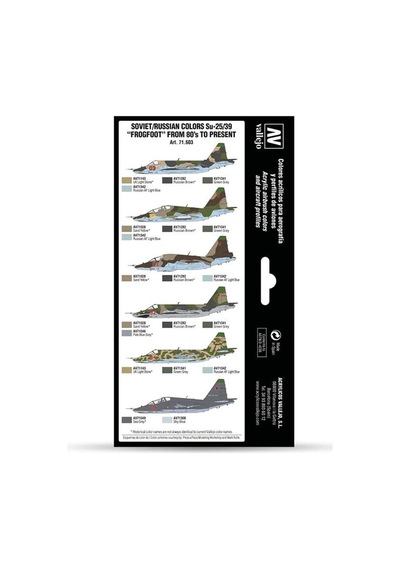 Vallejo 71603 8x18 Ml. Soviet/russian Colors Su25/39 Frogfoot From 80's To Present, Model Air Serisi Model Boyası Seti Renkli Vallejo 71603 8x18 Ml. Soviet/russian Colors Su25/39 Frogfoot From 80's To Present, Model Air Serisi Model Boyası Seti Renkli