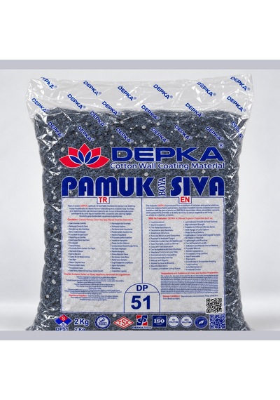 Depka Pamuk Sıva Dp51 2 Kg 7-8 M² İpek Sıva Alternatifi Isı Ve Ses Yalıtımlı Dekoratif Sıva