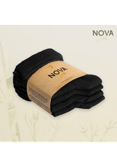 Nova Socks Kadın 4'Lü Bambu Lastiksiz Sıkmayan Bilek Çorap Siyah