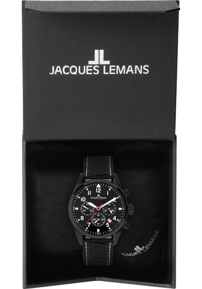 Jacques Lemans Sport Jl.42-2f Quartz Deri Siyah 10 Atm 42 Mm Erkek Kol Saati Siyah