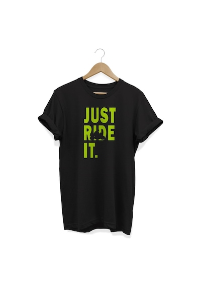 Just Ride It Baskılı Siyah T-shirt Siyah