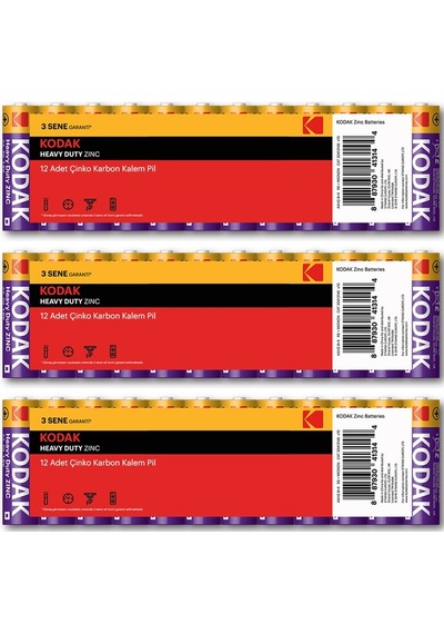 Kodak AAHZ-8+4 R6 Heavy Duty Zınc AA Kalem Pil 12 x 3'lü