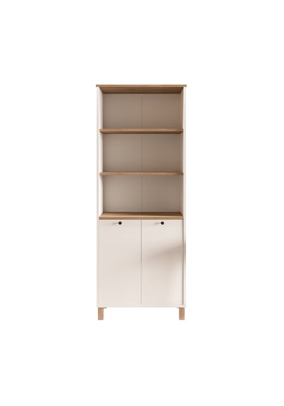 Robin Home Alaska Kitaplık Raf Ahşap Ayaklı 180cm Kapaklı Sepet-beyaz-jüt Beyaz