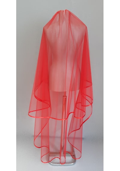 Suzanna Moda Kırmızı Uzun Hayal Tül 1.50cm Boy Saten Biyeli 2 Kat Kına Duvağı