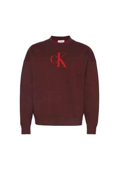 Calvin Klein Ls Cttn Cashmere 3d Logo Crwnk Bordo Erkek Sweatshirt-11113 Bordo