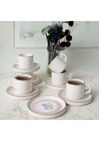 Rose Line Stackable Çay Takımı 12 Parça 6 Kişilik 22910-12 çok renkli