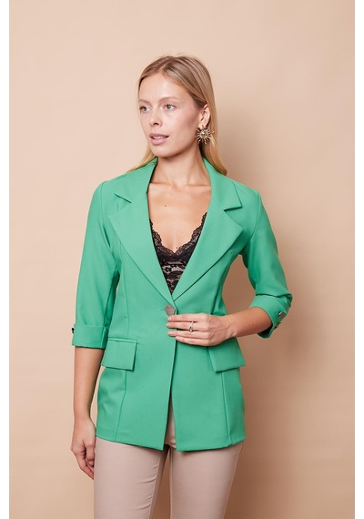 Metal Düğme Detaylı Cep Kapaklı Truvakar Kol Likralı Kumaş Blazer Spor Uzun Ceket-benetton Yeşili B.yeşili Metal Düğme Detaylı Cep Kapaklı Truvakar Kol Likralı Kumaş Blazer Spor Uzun Ceket-benetton Yeşili B.yeşili