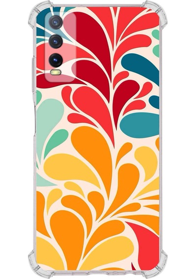 Vivo Y20s Uyumlu Retro Color 5 Baskılı Şeffaf Köşe Korumalı Antişok Kılıf
