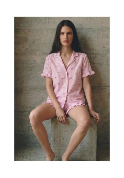 Fit Women Kadın V Yaka Comfort Fit Pembe Pijama Takımı