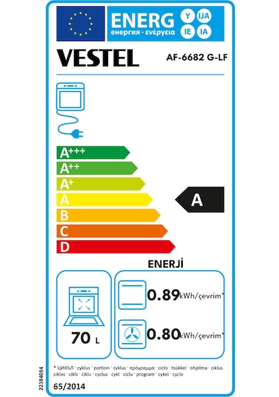 Vestel AF-6682 G-LF 70 LT Ankastre Fırın