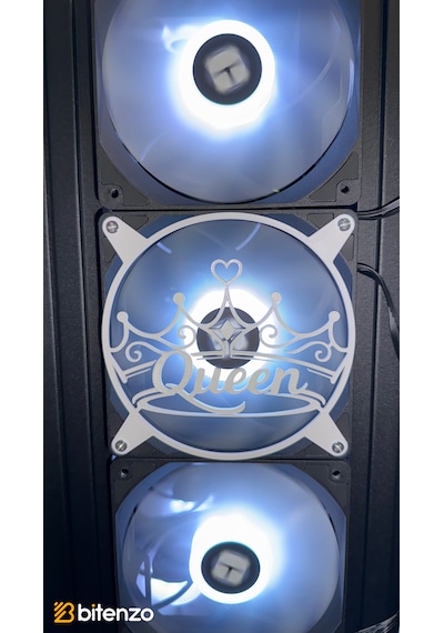 Kraliçe Tacı "queen" Yazılı 120x120 Mm Pc Fan Kapağı - Masaüstü Bilgisayar Fan Kapağı Beyaz