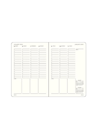 Leuchtturm1917 Orta Boy A5 Akademik 18 Aylık Hafta Ajandası 2026 Sert Kapak, İngilizce, Siyah 372815