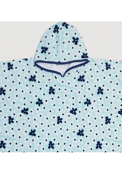 Çicek Unisex Mavi Sevimli Yaş Plaj Havlusu Panço