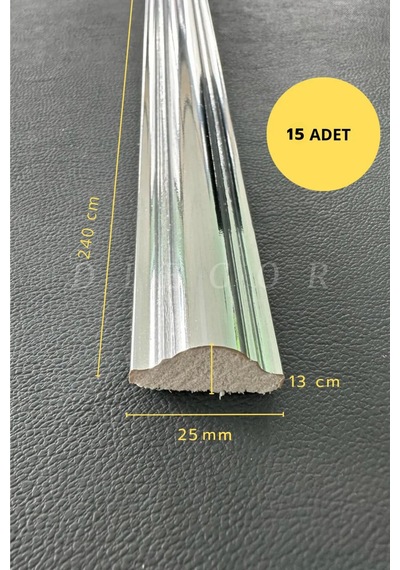 Diecor Dekoratif Polistren 15 Adet 2,5 Cm Düz Gümüş Duvar Çıtası Beyaz 2,5 Cm Model:xa228
