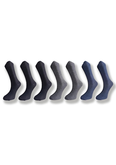 Silk Step 7'li Paket ,düz Desensiz 3 Çift Siyah, 2 Çift Antrasit , 2 Çift İndigo Renk , Erkek Çorabı Siya - Antrasit - Indigo