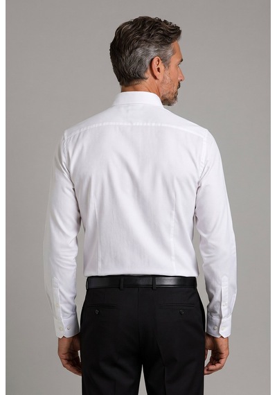 Bisse Beyaz Regular Fit Pamuk Cepsiz Klasik Yaka Uzun Gömlek Gmkls250063 01