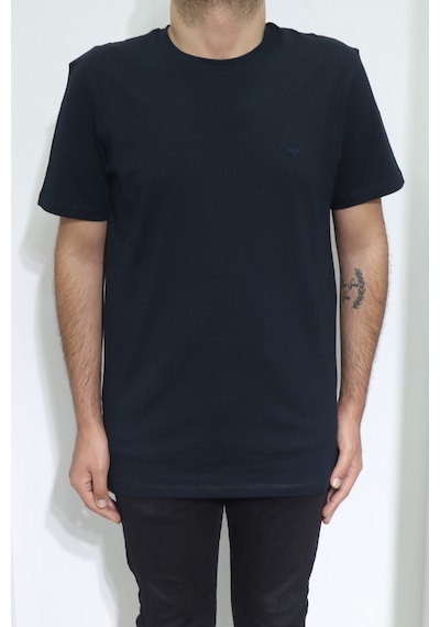 Dmctekstil Santa Erkek Düz Spor Kesim Rahat Kalıp Bisiklet Yaka Cepsiz T-shirt Lacivert