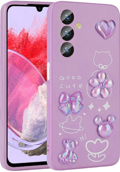 Galaxy M34 5g Kılıf Kabartma Figürlü Parlak Zore Toys Silikon Kapak Mor