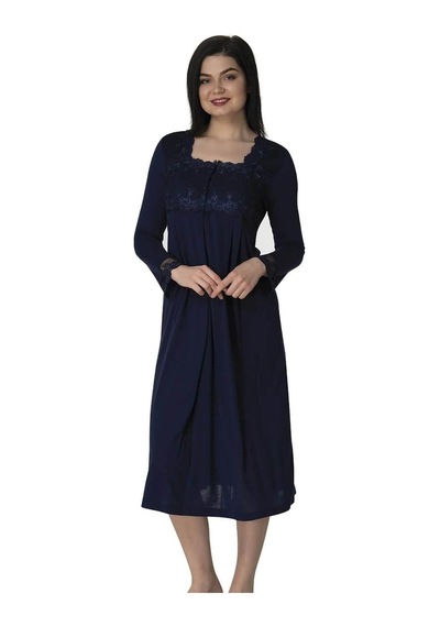 Kadın Lacivert Hamile Lohusa Gecelik, Xl, Ef2404ef-869bst0016975 Açık Bej - Beyaz