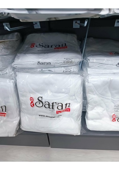 Saran Erkek Klasik %100 Pamuk Askılı Atlet 5001 - 6 Adet Beyaz