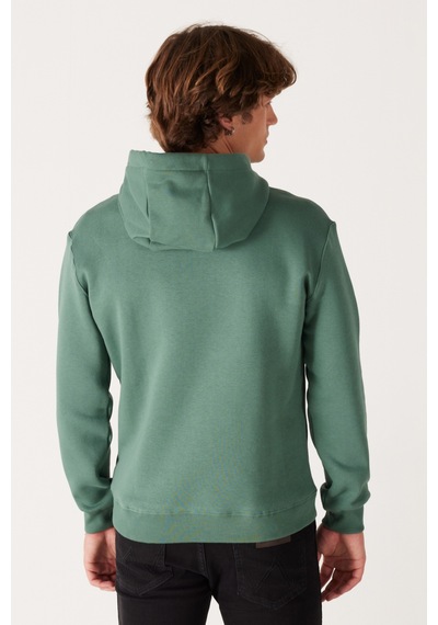 Wrangler Regular Fit Normal Kesim Kapüşonlu İçi Polarlı Yeşil Sweatshirt