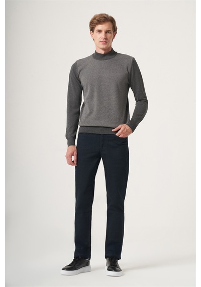 İmza Füme Polo Yaka Uzun Kol Örme Comfort Fit Pamuklu Kazak 1012265150