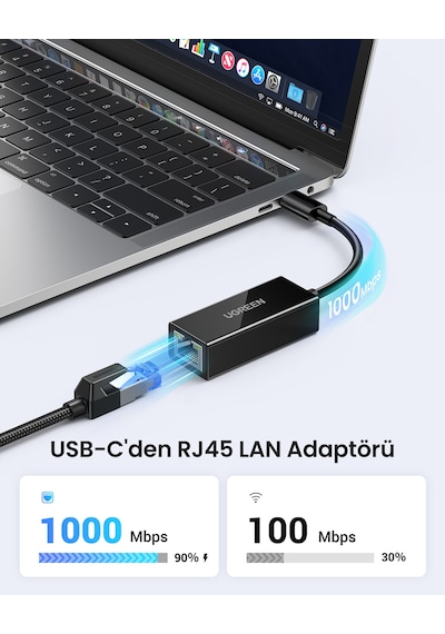Ugreen Usb Type-c To Ethernet Rj45 1 Gbps Dönüştürücü Adaptör, 50307