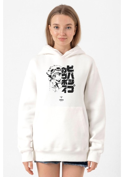 Cowboy Bebop Vintage Ein And Ed Beyaz Kadın 3ip Kapşonlu Sweatshirt Beyaz