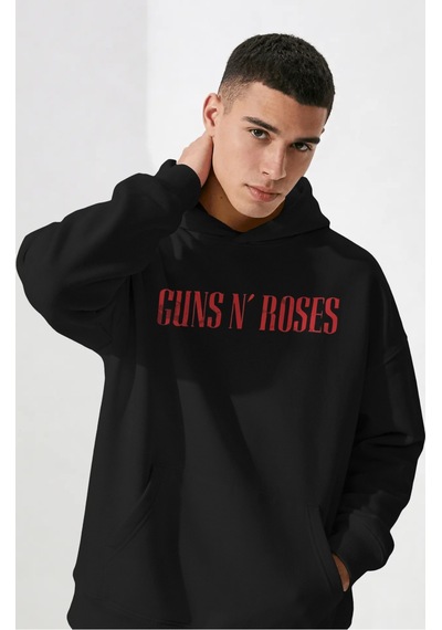 Sevbano Guns N' Roses Rock Metal Müzik Grubu Sırt Baskılı Unisex Oversize Siyah