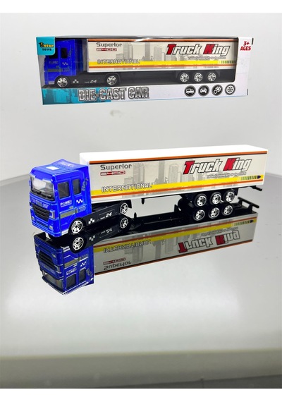 Diecast Metal Tır Oyuncak Süper Power Truck 24 Çek Bırak Tır - Mavi